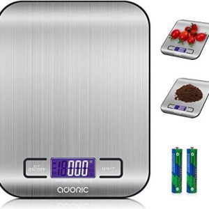 ADORIC Küchenwaage digital mit LCD Display, silber