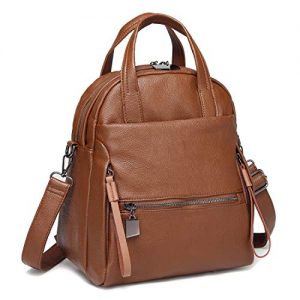 Kasgo Rucksack, Handtasche für Damen, PU-Leder Braun