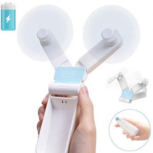 Lecone Doppelköpfe Mini Handventilator, faltbar, tragbar, weiß