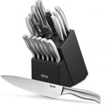 Deik Profi Messerblock Messer Set, 16-tlg, Edelstahl Kochmesser Set mit Holzblock, Schwarz – 39% günstiger