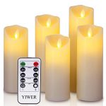 LED flammenlose Kerzen – Set aus 5 Echtwachs LED Flammen mit Fernbedienung