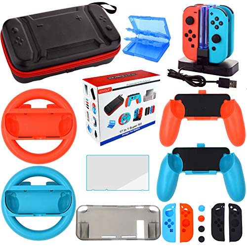 EOVOLA Nintendo Switch Zubehör Set, Schutzfolie, Silikon